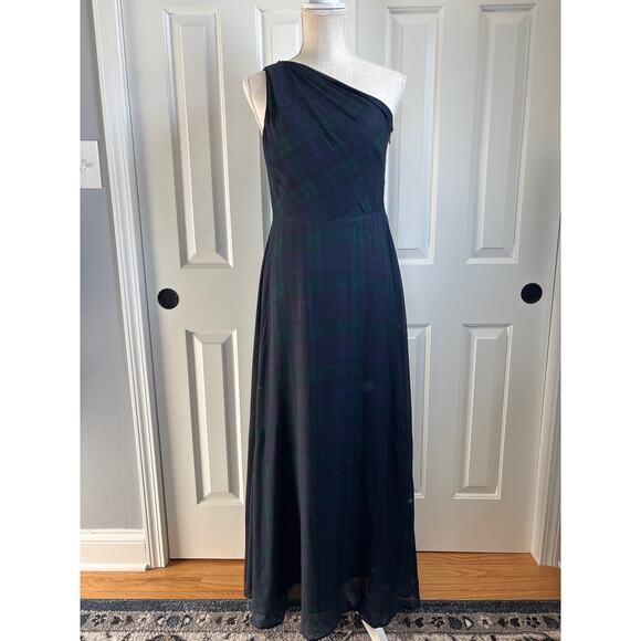 NWT-POLO RALPH LAUREN Black Watch Plaid Georgette Gown  Size 2 - Picture 3 of 7